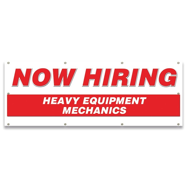 Now Hiring Heavy Equipment Mechanics Banner Apply Inside Accepting Application Single Sided